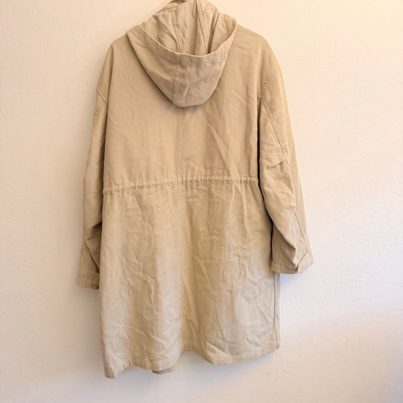 ZARA Women's Beige Full Zip Utility Hooded Coat Jacket Size Medium - Picture 2 of 7